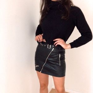 Black Pleather Zipper Skirt